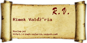 Rimek Valéria névjegykártya